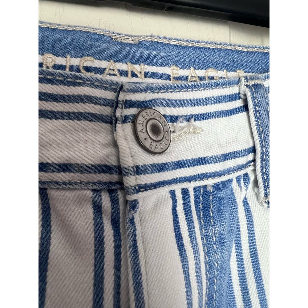 American Eagle Jeans White/Blue Striped Size 4 Regular 100% Cotton - Picture 4 of 11